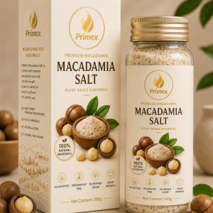 Premium Macadamia Salt made from natural sea salt and roasted macadamia nuts
