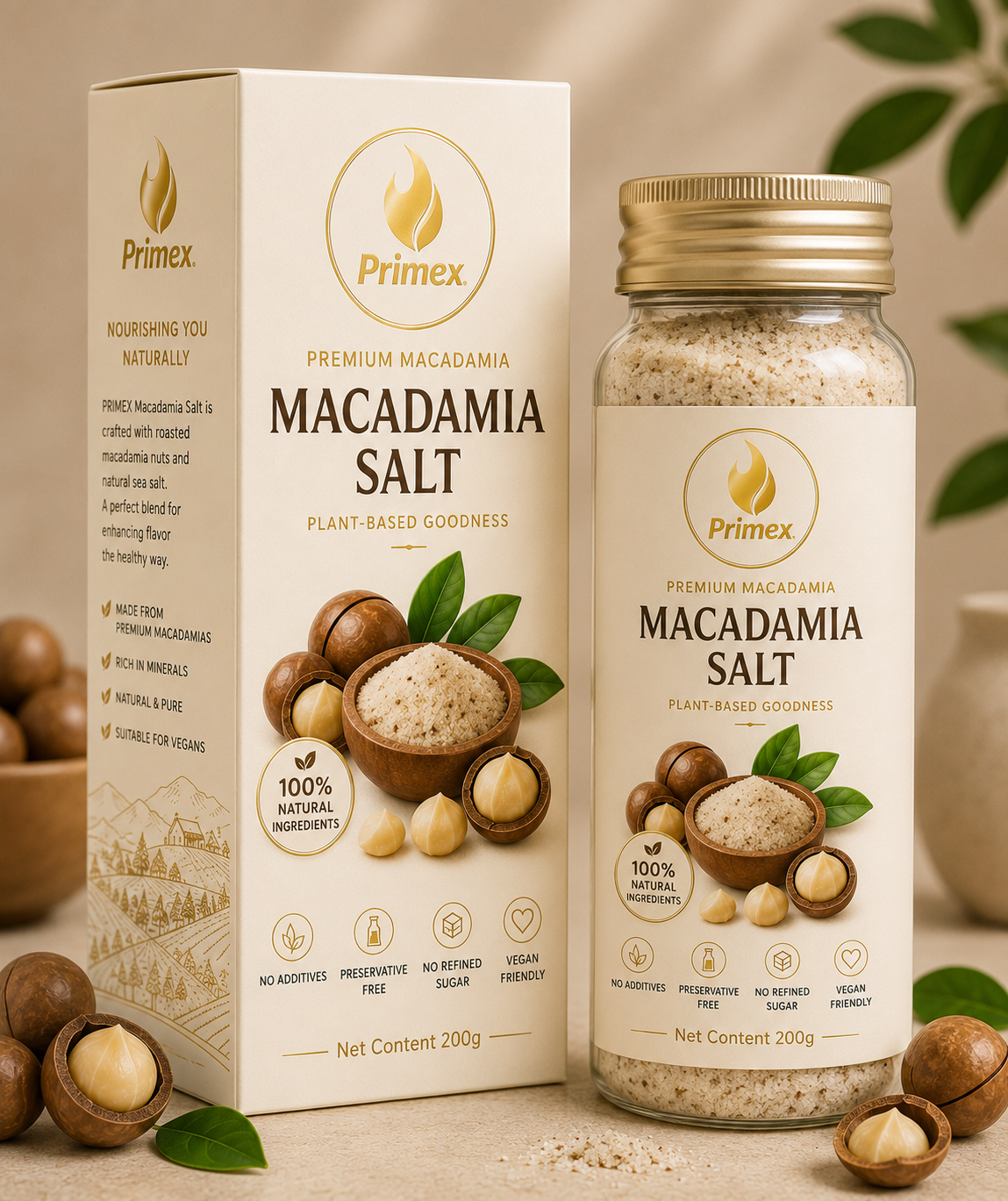 Premium Macadamia Salt – Natural Gourmet Seasoning Premium Macadamia Salt made from natural sea salt and roasted macadamia nuts